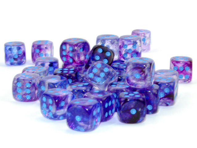 Nebula Nocturnal/blue Luminary 12mm d6 Dice Block (36 dice) (CHX27957)