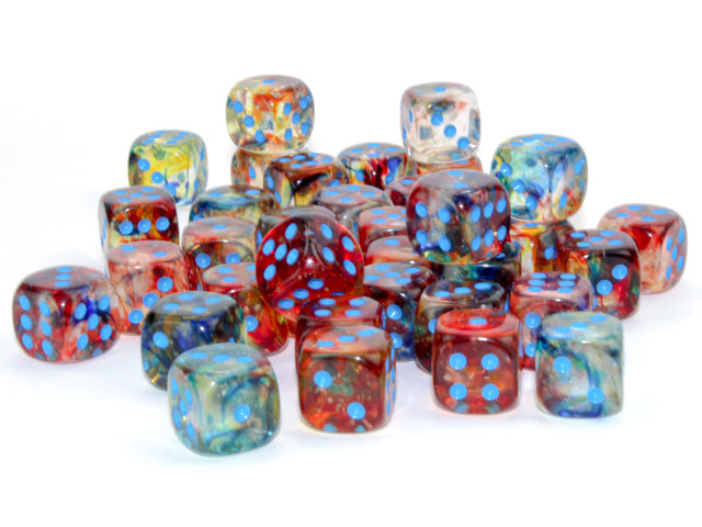 Set of 36 Dice D6 Chessex Nebula Primary/Blue 12mm (CHX 27959)