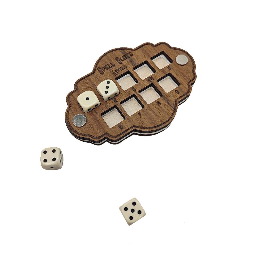 SPELL SLOTS - D&D WALNUT WOOD SPELL COUNTER