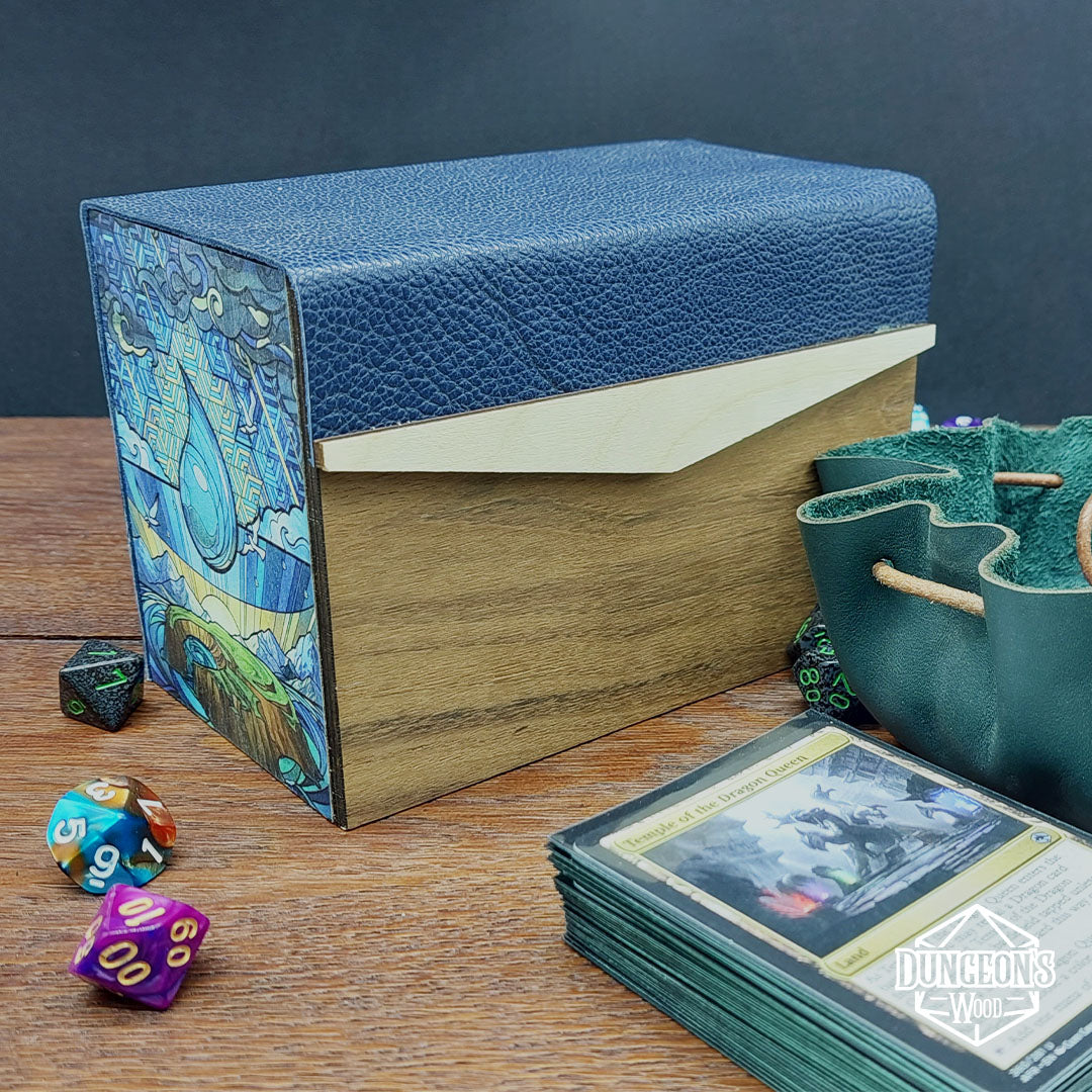 CUSTOMIZED LONG DECK HOLDER IN WOOD AND GENUINE LEATHER