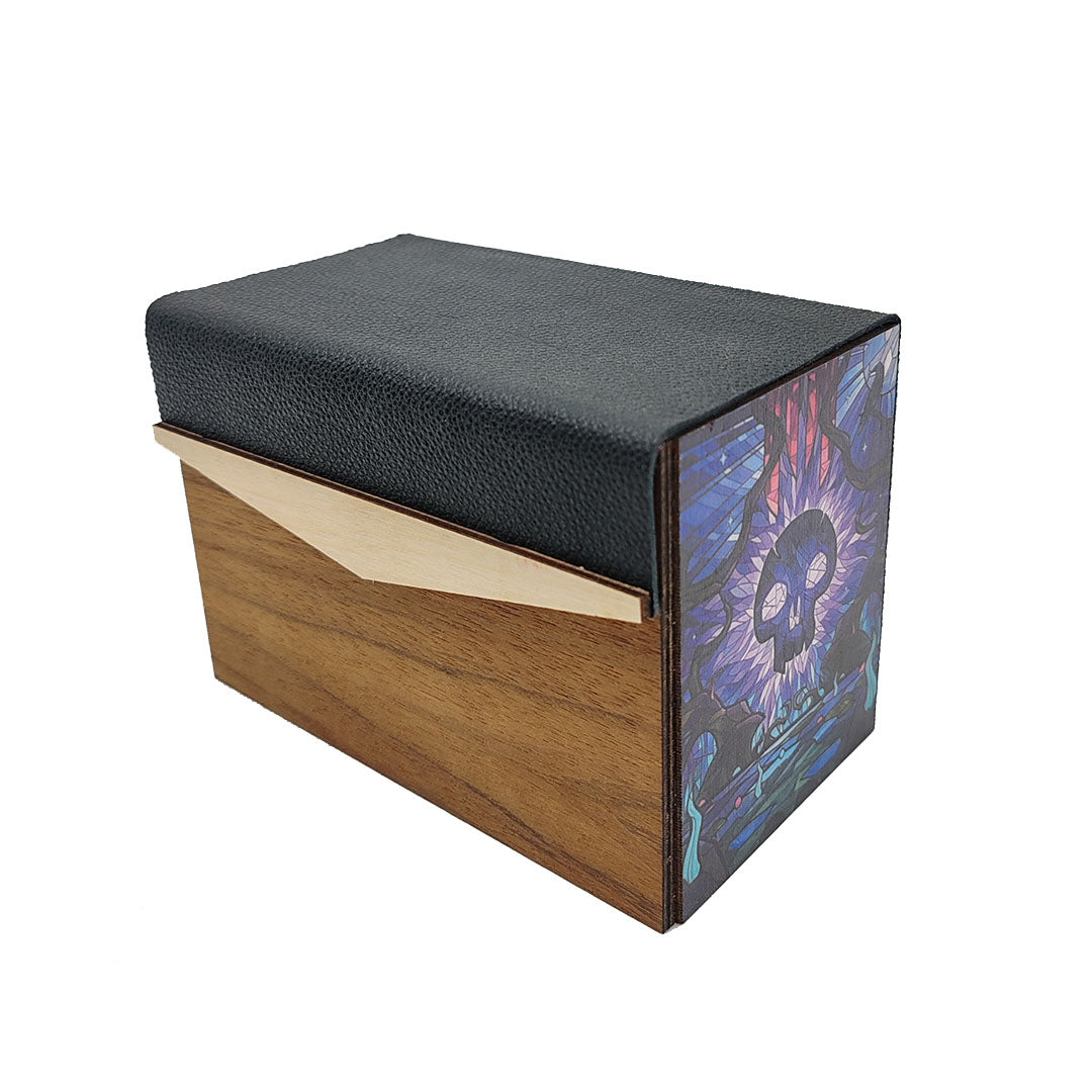 CUSTOMIZED LONG DECK HOLDER IN WOOD AND GENUINE LEATHER